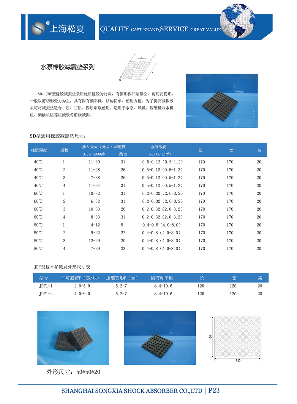 JDF型橡膠減震墊參數(shù)圖